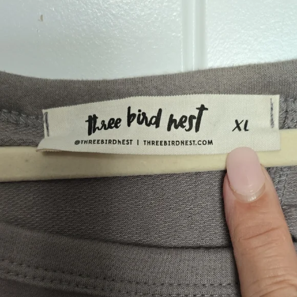 Three Bird Nest Taupe Ruffled Blouse - Picture 3 of 6